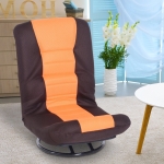 HOMCOM 360 Degree Swivel Floor Gaming Chair Folding Video Floor Lazy Couch Floor Lounge Bed Recliner w/ 5-Position Adjustable Backrest Orange & Brown