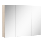 kleankin 36" x 24" Triple Door LED Bathroom Mirror Medicine Cabinet with Adjustable Shelf - White Oak
