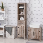 kleankin Freestanding Bathroom Storage Cabinet Slimline Unit w/ Adjustable Shelves Drawer