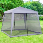 Outsunny Outdoor Elegant Sun Shade Gazebo Tent with Mesh Screen Walls Grey