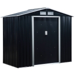 Outsunny 7'x4' Metal Outdoor Shed Organizer & Garden Storage with 4 Vents for Airflow & 2 Easy Sliding Doors - Dark Grey