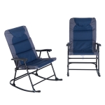 Outsunny Folding Padded Outdoor Camping Rocking Chair Set - Blue / Grey