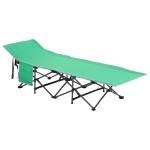 Outsunny Lightweight Portable Folding Cot Bed with Handy Side Pocket for Outdoor Camping - Guest Bed for Visitors - Green