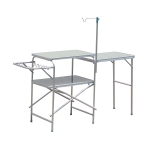 Outsunny Adjustable Outdoor Folding Camping Kitchen Garden BBQ Picnic Table, Silver