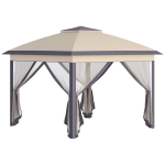 Outsunny 10.8ft Pop Up Gazebo, Foldable Canopy Tent w/ Carrying Bag, Beige