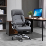 HOMCOM Ergonomic Executive Office Chair High Back PU Leather Reclining Chair with Retractable Footrest Lumbar Support Padded Headrest Armrest Black(c-3)