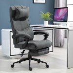 Vinsetto Ergonomic Executive Office Chair High Back Computer Desk Chair Linen Fabric 360° Swivel Adjustable Recliner Chair with Headrest, Lumbar Support, Padded Armrest and Retractable Footrest, Grey