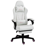 Vinsetto Racing Gaming Chair w/ Padded Arms, PU Leather Gamer Recliner Home Office White