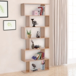 HOMCOM Modern S Shaped Bookcase 5-Tire Display Unit Storage Shelf Room Divider Living Room Home Office Furniture, White(c-1)