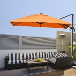 Outsunny 10x10ft Cantilever Umbrella Rotatable Square Top Market Parasol with 4 Adjustable Angle for Backyard Patio Outdoor Area Orange