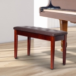 HOMCOM Faux Leather Padded Double / Duet Piano Bench w/ Music Storage - Brown