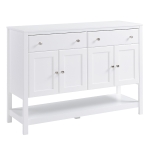 HOMCOM 47" Modern Sideboard Serving Buffet, Accent Cabinet Cupboard with Adjustable Shelves and Drawers, for Living Room, White