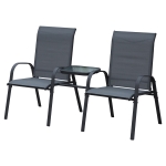 Outsunny Outdoor Garden Double Patio Chair Set with an Attached Middle Coffee Table & Two Seats for Conversation