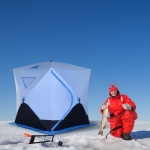 Outsunny Ice Fishing Tent 2-4 Person Portable Shelter with Ventilation Windows and Carry Bag Blue