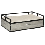 PawHut Elevated Dog Bed, Furniture Style, w/ Drawer & Cushion, for Medium Dogs, Gray