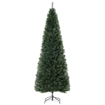 HOMCOM 7.5ft PVC Pre Lit Slim Pencil Artificial Christmas Tree with Metal Stand 350 Warm White LED 1075 Tips Green