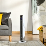 HOMCOM Ceramic Tower Heater, Oscillating Space Heater with Remote Control, Timer, Tip-Over & Overheat Protect, 750W/1500W