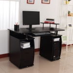 HOMCOM Computer Desk with Keyboard Tray, CPU Stand, Writing Desk with Drawers, Workstation for Home Office, Walnut Brown(c-5)