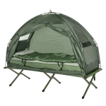 Outsunny Portable Camping Cot Tent with Comfortable Air Mattress, Warm & Cozy Sleeping Bag, and a Supportive Pillow