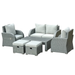 Outsunny 6 PCS Wicker Patio Furniture Outdoor Rattan Wicker Sofa Set w/ Cushions Tea Table Furniture