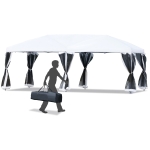 Outsunny 10' x 20' Pop Up Party Tent Gazebo Wedding Canopy with Removable Mesh Sidewalls - Cream White