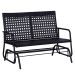 Outsunny Patio 2-Person Wicker Glider Bench Rocking Chair, Outdoor All-Hand Woven PE Rattan Cushioned Loveseat w/ Ergonomic Design Rocking System for Patio, Garden, Porch, Lawn, Black