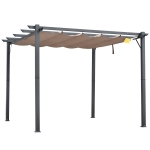 Outsunny 10' x 10' Outdoor Pergola Aluminum Gazebo w/ Retractable Canopy for Patio, Backyard, Party, Charcoal Grey