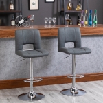 HOMCOM Modern Bar stool Armless Adjustable Height with Swivel Seat, Set of 2, Grey