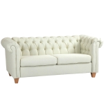 HOMCOM 2-Seater Oversize Loveseat Linen Fabric Sofa Couch 73 Inches with Rubberwood Legs & Rolled Arms for Living Room, Cream White
