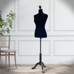 HOMCOM Female Fashion Mannequin Dress Form Torso Dressmaker Stand Clothing Display w/ Base Black