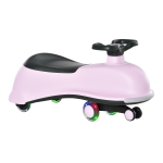 Qaba Ride on Wiggle Car w/LED Flashing Wheels, Swing Car for Toddlers, Dolphin Shaped - Pink / Black