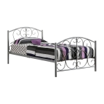Monarch Decorative Scroll Design Twin Size Metal Bed Frame - Silver Finish