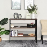 HOMCOM 3-Layer Brackets Industrial Storage Rack Bookshelf Metal and Wood Multi-role Spacious