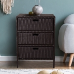 Outsunny 32" Poolside Rattan Wicker Patio Organizer Storage Cabinet Bathroom Storage w/ 3 Large Drawers Garden Outdoor