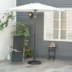 Outsunny Outdoor Umbrella Stand Pentagonal Rolling Base with 2 Wheels Heavy Duty Fitting Φ1.25"-Φ2" Umbrella Poles Concrete Filled Black(c-6)