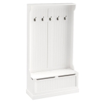 HOMCOM 71" 3-In-1 Hall Tree Storage Bench and Coat Rack with 5 Steel Double Hooks, and Anti-Topple Anchor for Entryway, Cream White