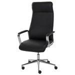Vinsetto High Back Executive Office Chair Faux Leather Swivel Computer Desk Chair with Padded Arm, Adjustable Height, Wheels - Black