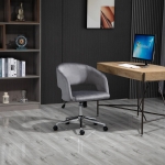 Vinsetto Leisure Office Chair Velvet Fabric Swivel Moon Shape Computer Desk Chair Study with Wheels Grey
