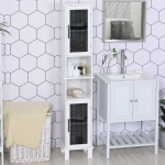 HOMCOM 69.5"H Tall Bathroom Cabinet, Free Standing Tower Cabinet with 2 Doors, Shelves Space Saving Vertical Slim Home Storage Furniture, White