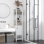 HOMCOM Freestanding Wood Bathroom Storage Tall Cabinet Organizer Tower with Shelves & Compact Design, White
