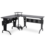 HomCom L-Shaped Corner Computer Office Desk Workstation with Rolling Keyboard Tray & Convenient CPU Stand - Black