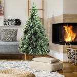 HOMCOM 7FT Christmas Tree Artificial Classic Tree Holiday Indoor Decoration, with Mental Support 968 Tips, Green