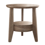 Monarch 23" Round Elegant 2-Tier Wood Grain-Look Storage Drawer Accent Side Table - Dark Taupe Finish