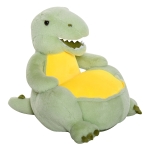 Qaba Animal Kids Character Chair Cartoon Sofa Armrest Chair Cute Dinosaur Stuffed Flannel PP Cotton, Green