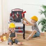 Qaba Kids Workbench and Construction Toy, Toddler Tools Workshop, STEM Educational Pretend Play, w/ Shelf Storage Box, Electric Drill, Aged 3-6 Years Old
