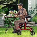 HOMCOM HOMCOM Aluminum Rollator For The Old Drive Medical W/ Bag 1-Step Open