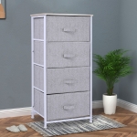 HOMCOM Linen Drawer Cabinet Organizer Storage Dresser Tower with 4 Removable Drawer Metal Frame Adjustable Feet for Living Room, Kitchen, Bathroom