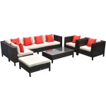 Outsunny 9 Piece Rattan Wicker Outdoor Patio Furniture Sectional Sofa Set