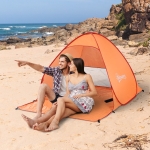 Outsunny Pop Up Beach Tent Portable Sun Shelter UV Protection Picnic Camping Tent with Carry Case & Stakes Orange