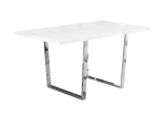 Monarch 59" x 36" Rectangular Glossy Finish Chrome Metal Leg Modern Dining Table - White